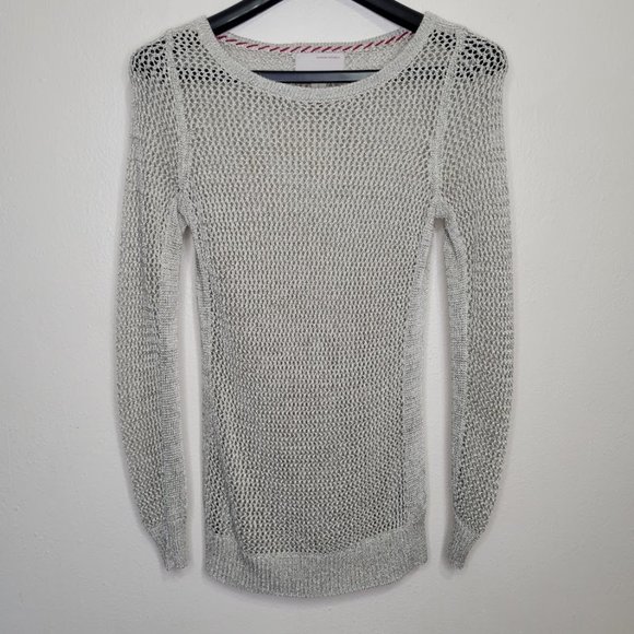 Banana Republic Heritage Silver Open Knit Sweater Size S - Picture 1 of 7